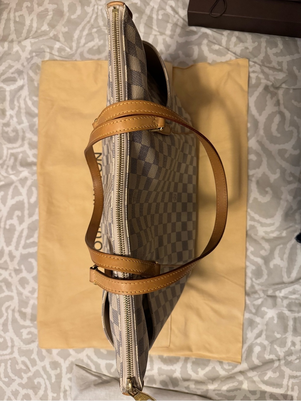 Louis Vuitton Checkered Canvas Tote with Tan Straps - Picture 7 of 11